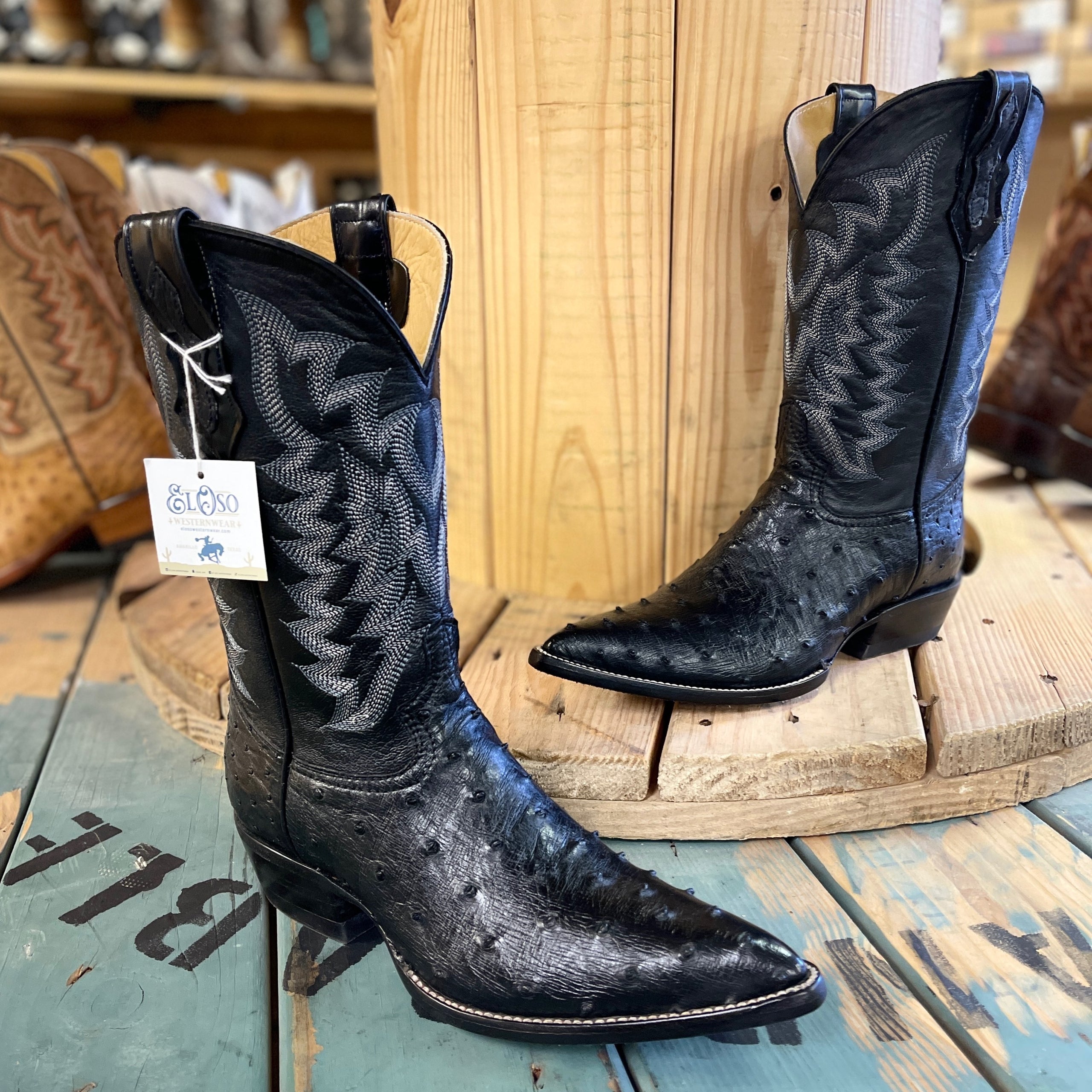 Snip toe ostrich boots sale